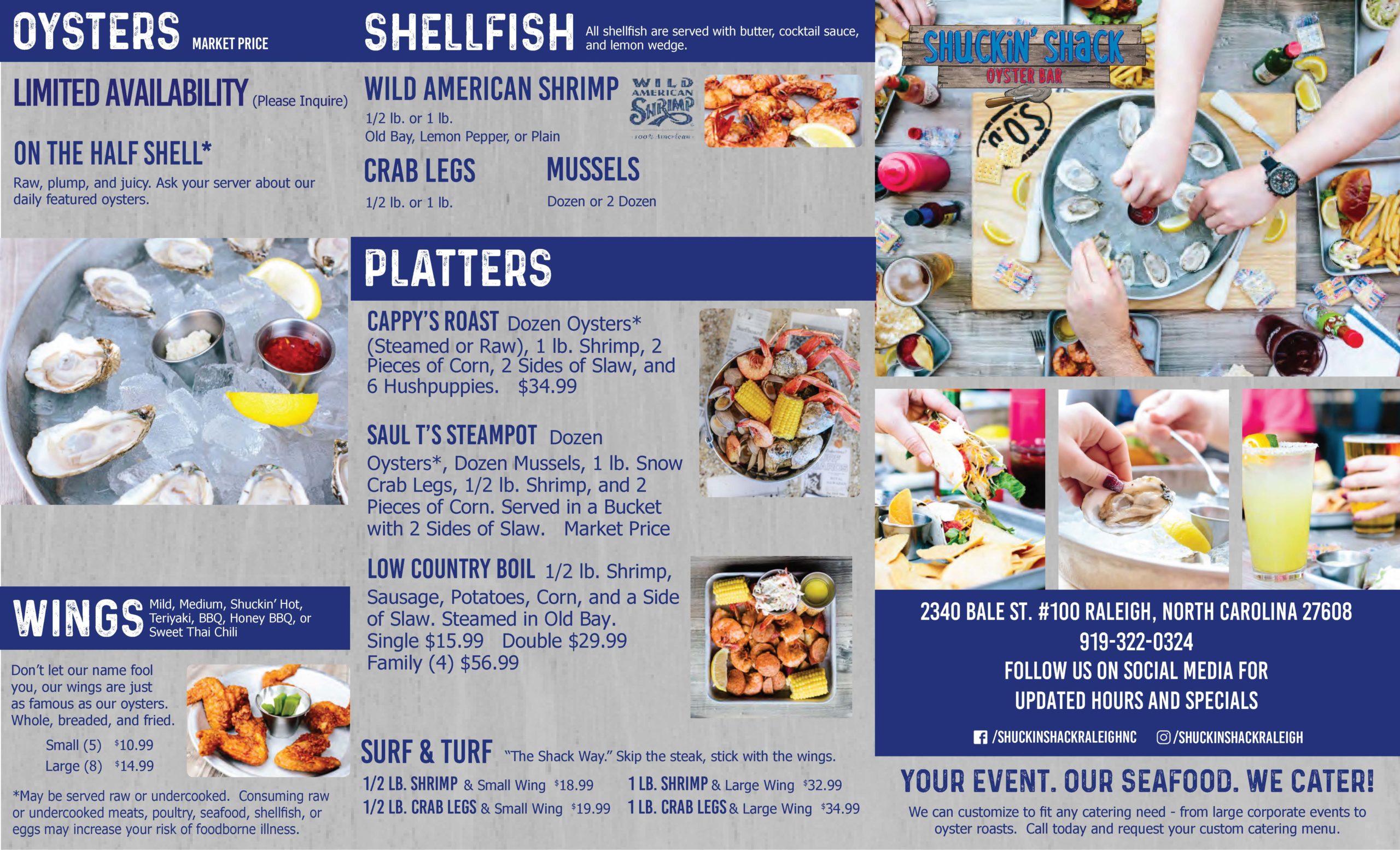 Shuckin' Shack Raleigh Menu | Shuckin' Shack